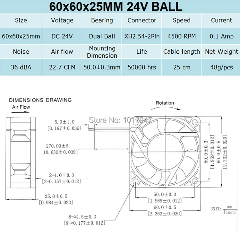 Gdstime 60 мм DC 24 В 2Pin 6 см 60x60x25 6025 двойной шарикоподшипник Вентилятор охлаждения
