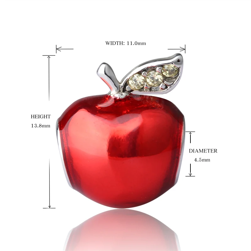 StrollGirl Apple Charms collection Beads 925 silver with enamel&CZ Fit original Pandora Charm Bracelets diy Jewelry Making Gifts