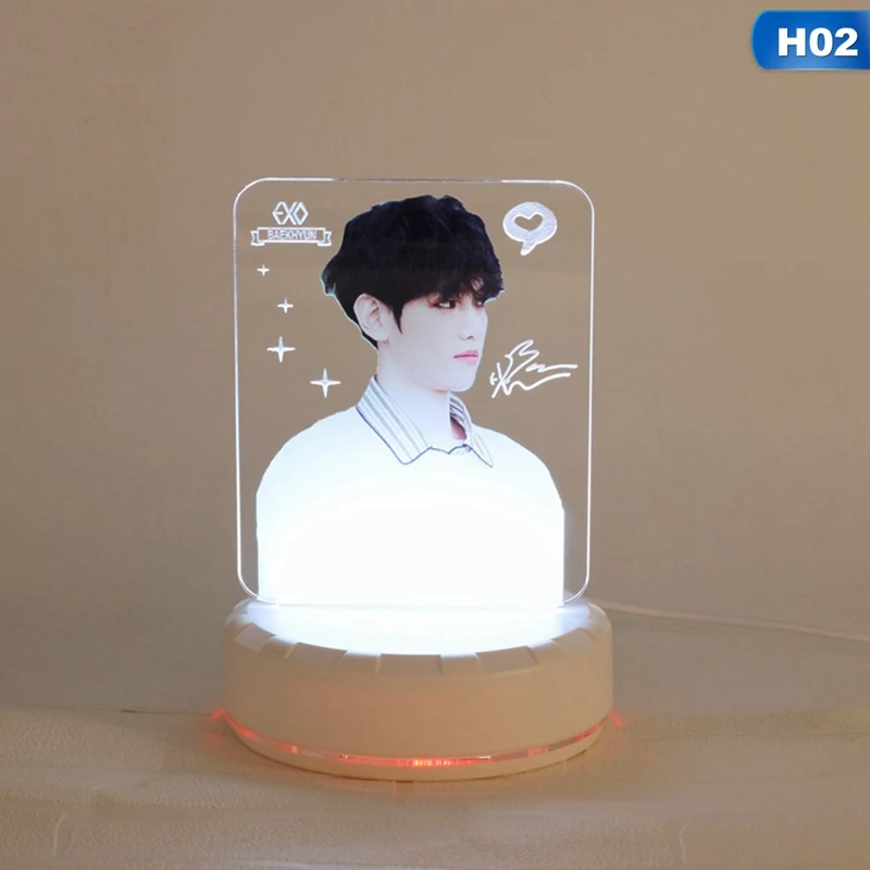 Настольная лампа EXO BAEKHYUN CHANYEOL SEHUN светодиодный ночник прикроватная светящийся