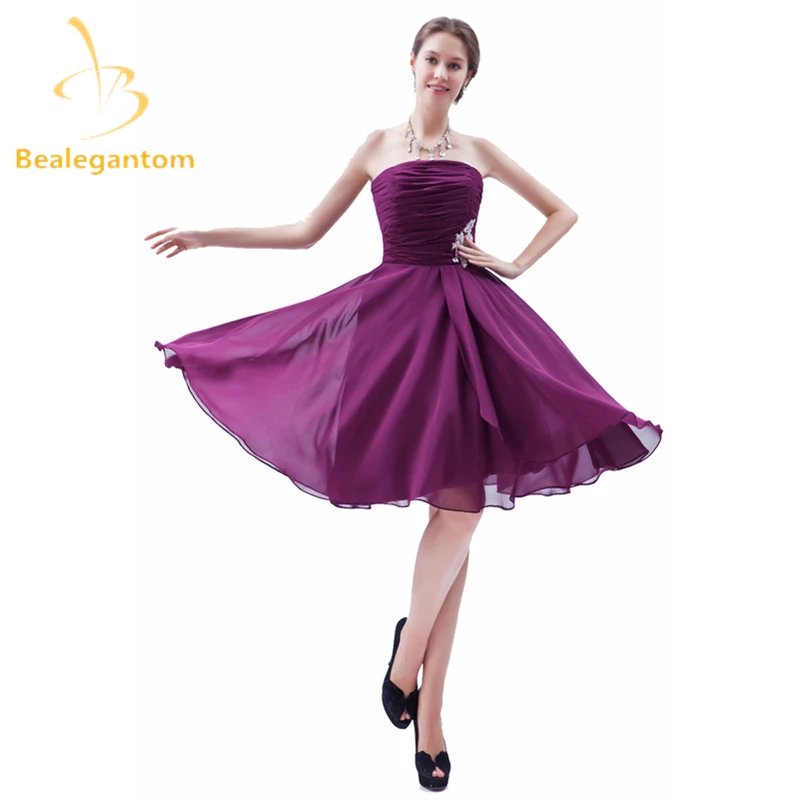 

Bealegantom/новое платье трапециевидной формы с аппликацией для выпускного вечера, платье со складками из органзы длиной до колена, вечернее пла...