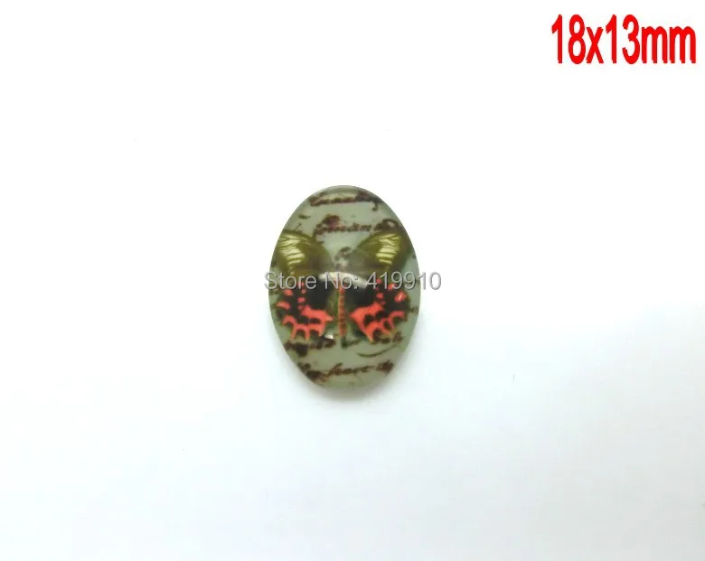 

Бесплатная shipping-30pcs С Рисунком бабочки Овальный стеклянный купол кабошон плоская задняя крышка 18x13 мм для Подвеска «поднос» крышка M0097