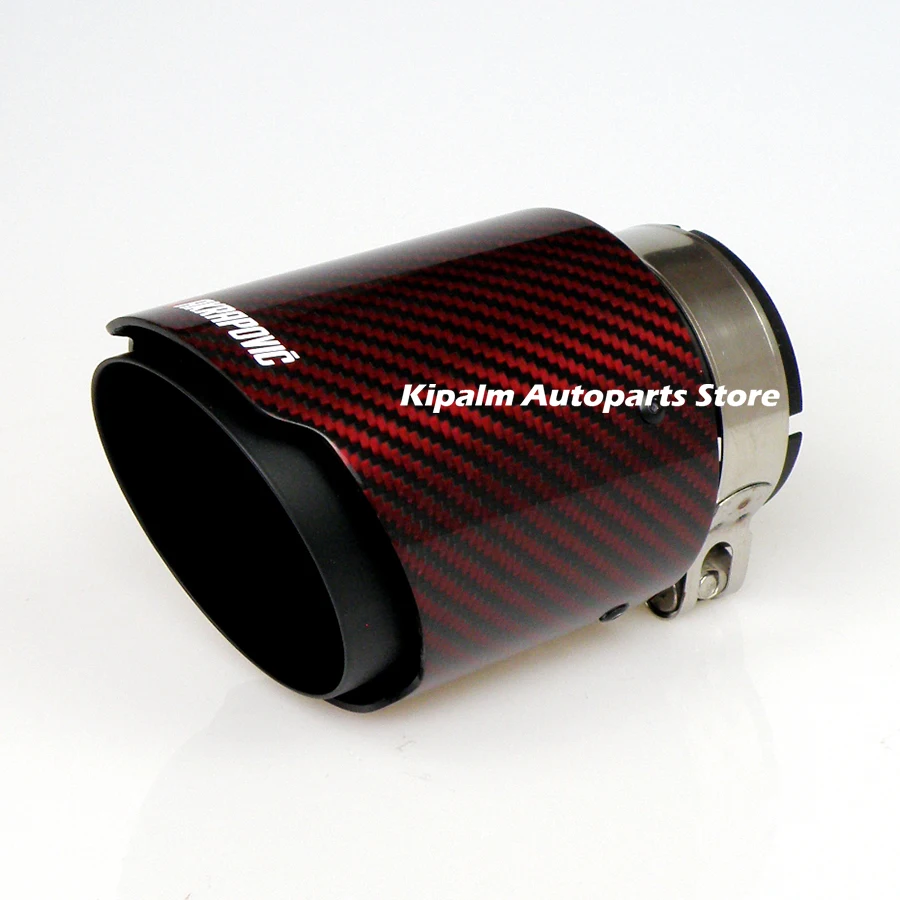 Универсальный Akrapovic углеродное волокно автомобиля выхлопная труба глушитель наконечник глянцевый красный твил покрытие из углеродного волокна+ черное покрытие из нержавеющей стали