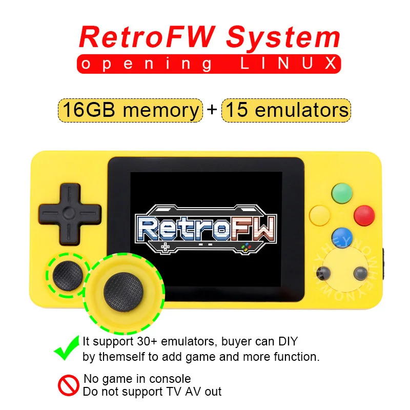 yellow NO GAME Новая игровая консоль LDK RetroFW LINUX система DIY 2,6 дюймов 16 Гб Ностальгический мини детский Ретро игровой видео плеер 360 градусов контроль - Цвет: yellow NO GAME