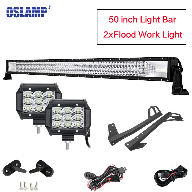

Oslamp трехрядный 50 ''702 Вт прямой светодиодный световой бар IP68 внедорожный комбинированный светодиодный Луч 2x4 дюйма рабочие огни 4x4 для автомо...