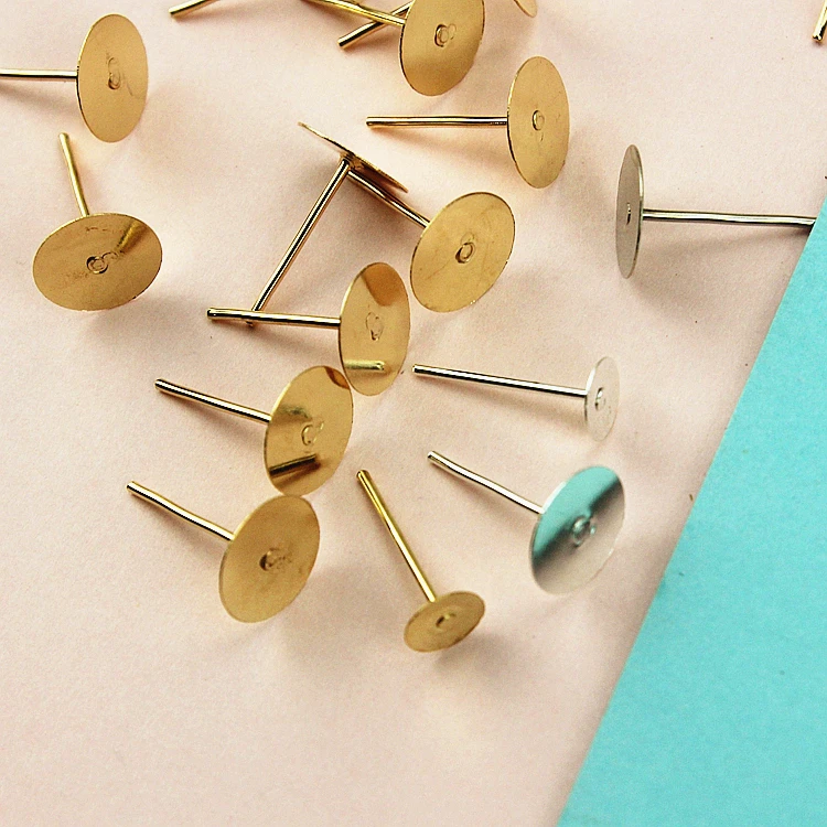 300 шт./партия железные пустые серьги гвоздики булавки серебро золото родиевый