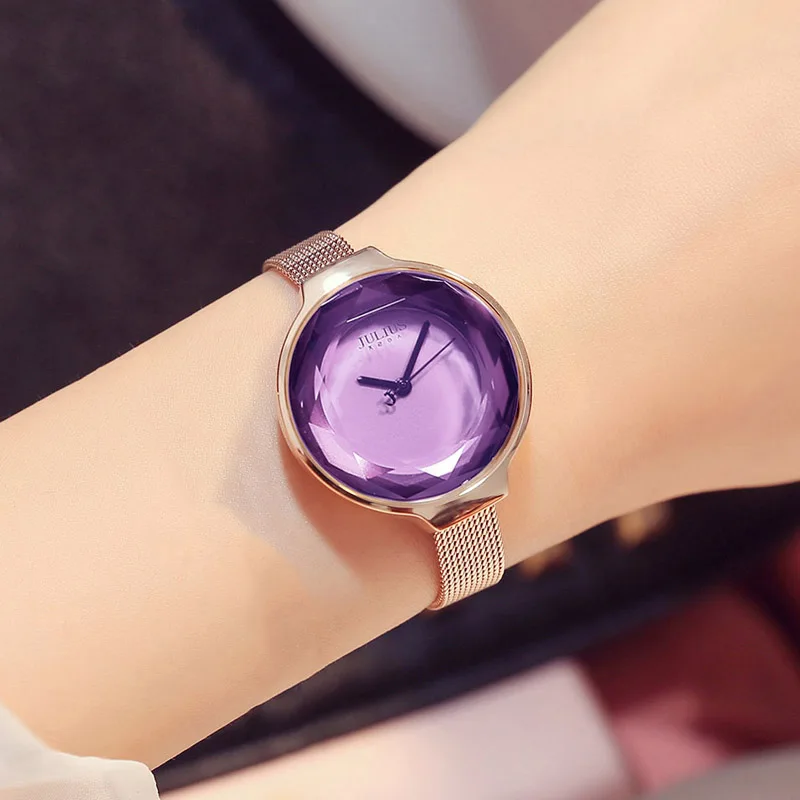 Роскошные женские часы Julius из нержавеющей стали простые многогранные зеркальные