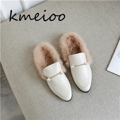 Kmeioo/ г.; модная женская повседневная обувь на плоской подошве; лоферы из натуральной кожи на плоской подошве; женские мокасины без застежки; женская обувь на плоской подошве с пряжкой - Цвет: white