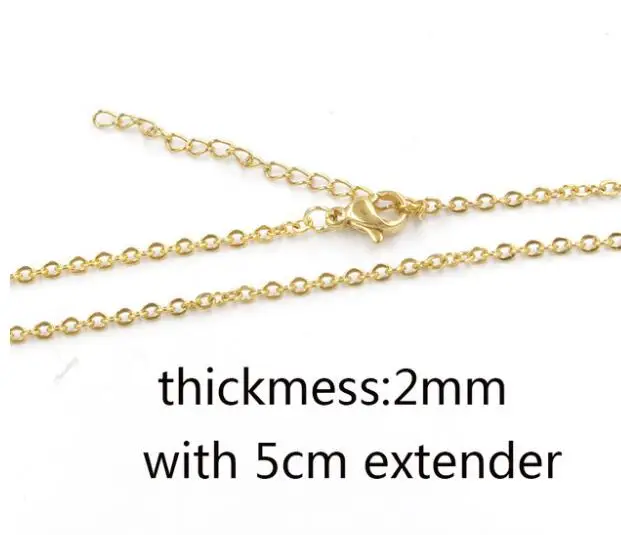 2mm gold extender Fnixtar 40 см 45 см 50 см Нержавеющая сталь DIY ожерелье цепь 1 мм 1,5 мм 2 мм толщина цепи кабель цепи ожерелье 10 шт./лот - Окраска металла: 2mm gold extender