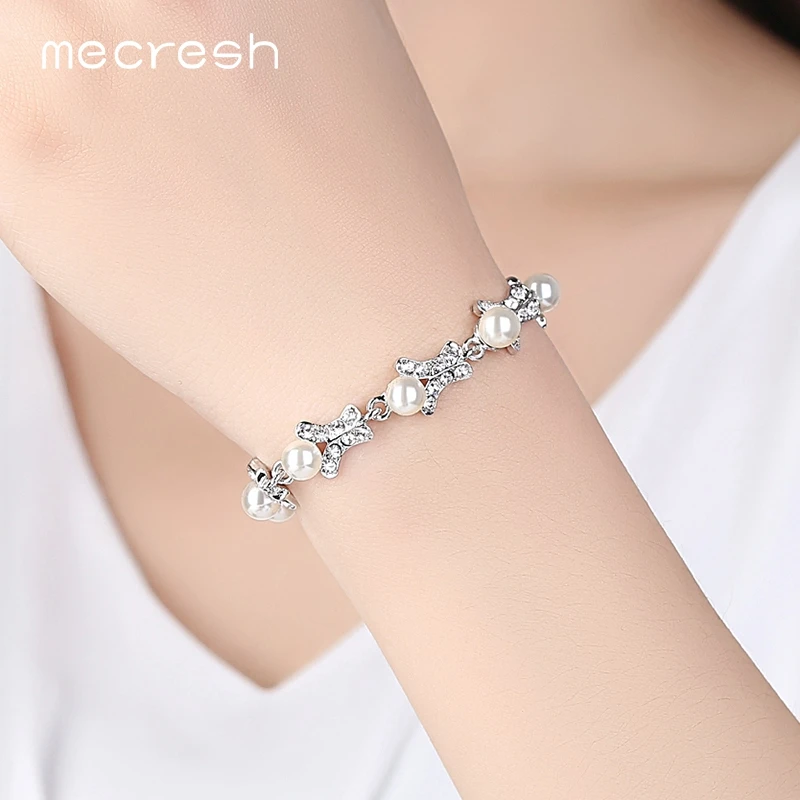 Mecresh Роскошные браслеты из искусственного жемчуга для женщин 2018 Европейская мода