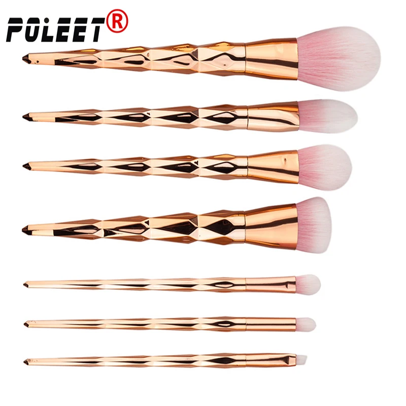 Free Shipping 7pcs/set Diamond Professional Mermaid Makeup Brushes Colorful Kit Foundation Eyeshadow Powder Brush | Красота и