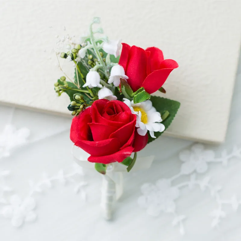 Ручной работы розы Искусственные цветы Свадебный букет корсаж для жениха