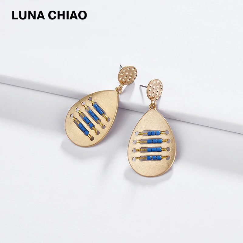 LUNA CHIAO Worn Gold Plating Water Drop Shape Metal Earring Women Fashion Statement Earrings | Украшения и аксессуары