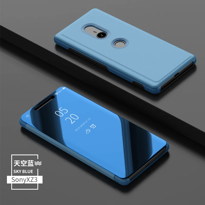 Зеркальный умный флип чехол для Sony Xperia XZ3 прозрачный HD экран полное покрытие XZ 3