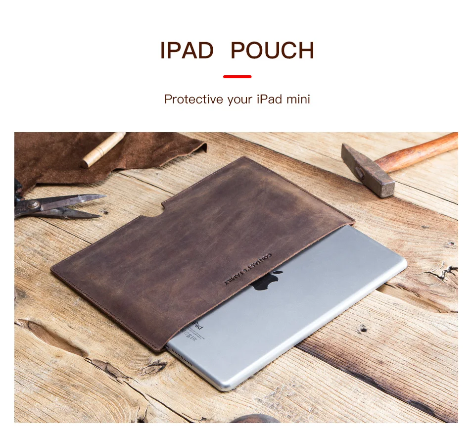 For iPad 9.7 inch 5 6 Air 1 2 Retro Cowhide Leather Case Cover For iPad Pro 9.7 Tablet Liner Sleeve Pouch Zipper Bag