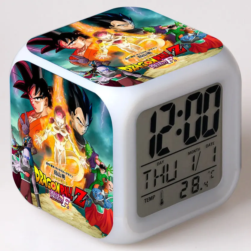 13 Япония Аниме DRAGON BALL Z Сон Гоку 7 цветов изменить светящийся будильник часы - Цвет: 13