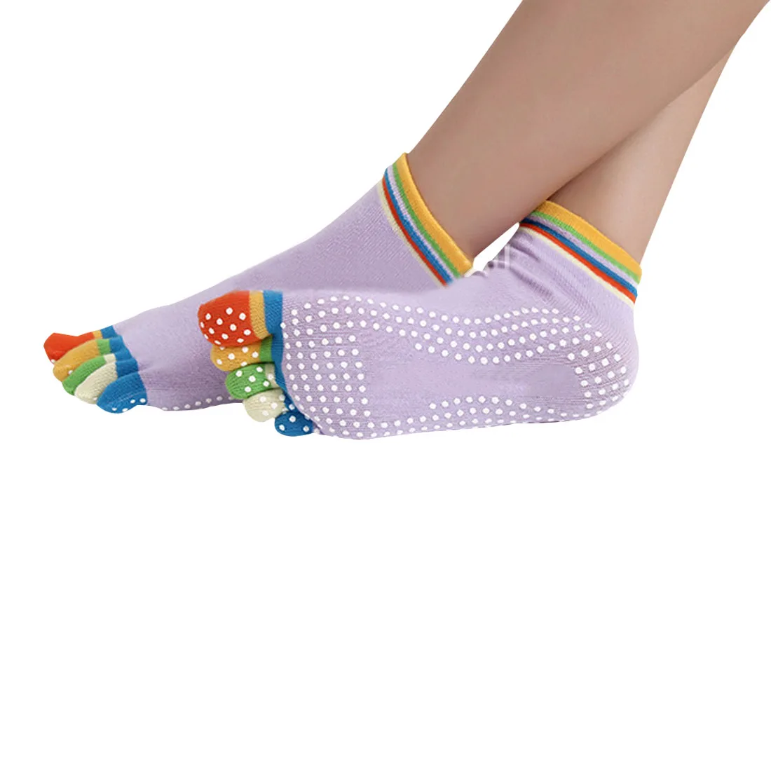 

New Women Sports Colorful Yoga Socks Fitness And Pilates Cotton Socks Workout Anti Slip Toe Yoga Sport Socks