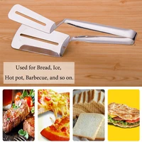 1pc stainless steel barbecue clip kitchen cooking tools bbq tongs fried shovel bread ice meat vegetable clamp