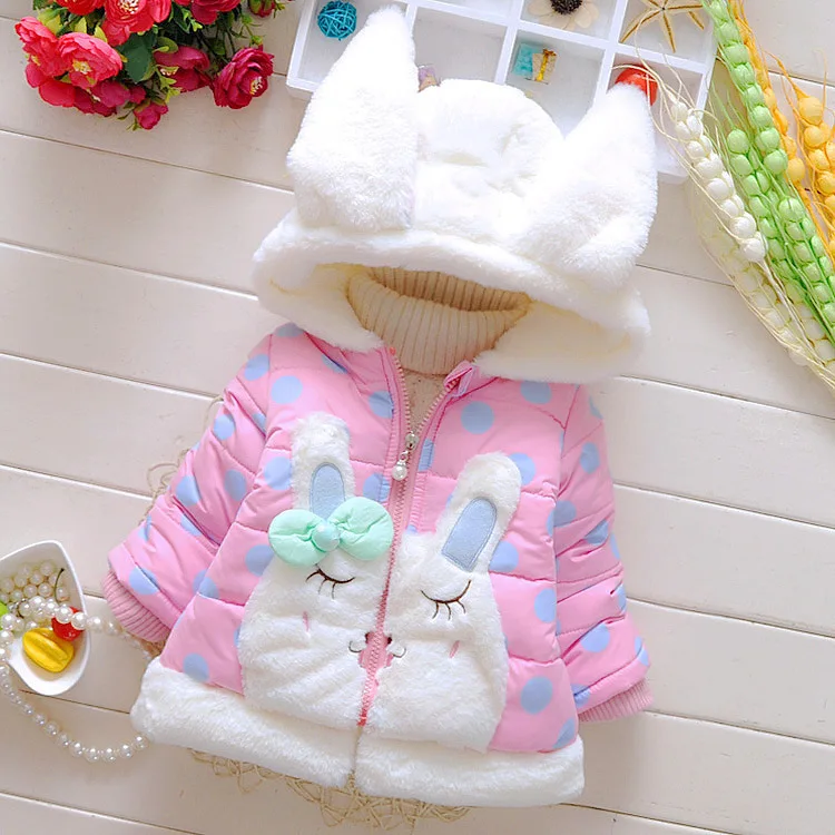 WEPBEL Winter New Girl Bunny Jacket Outwear Baby Kids Fashion Cartoon Cute Coats Heavyweight Warm Jackets | Детская одежда и обувь