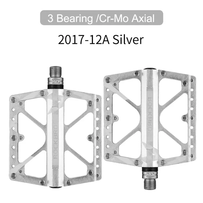 2017-12A Silver ROCKBROS 4 Подшипники Педали Велосипеда противоскользящие Сверхлегкие ЧПУ MTB Горные Велосипедные Педали Запечатаные Подшипник Педали Велосипедные Аксессуары - Цвет: 2017-12A Silver