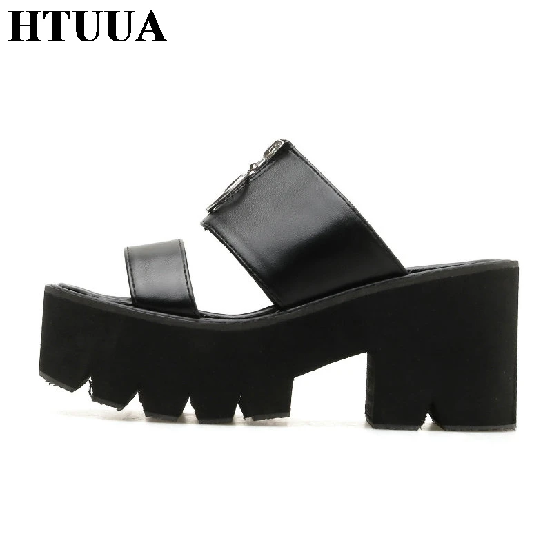 Женские готические сандалии HTUUA в стиле Харадзюку летние туфли на платформе и