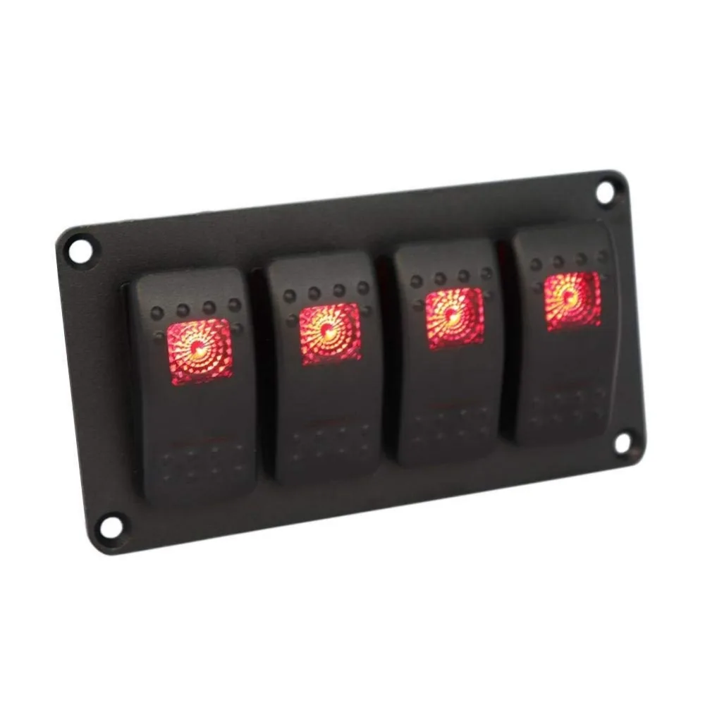 4 Gang для водного спорта Кулисные Переключатели Панель 12v/ 24v морской