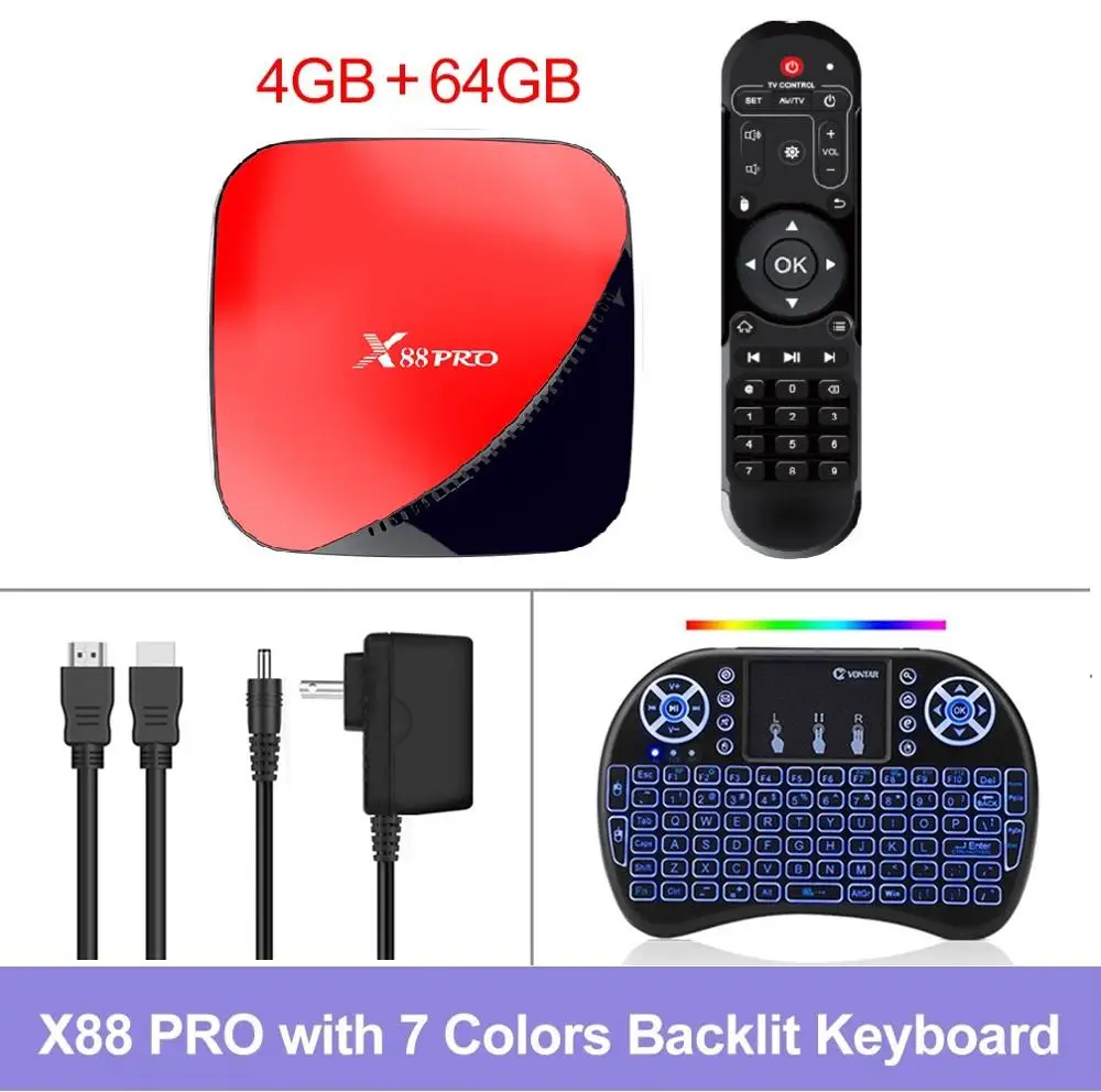 4GB 64GB Backlit key X88 PRO Smart tv BOX Android 9,0 4 Гб 128 ГБ 32 ГБ 64 Гб Rockchip RK3318 четырехъядерный wifi 4K Google Play YouTube медиаплеер 2 Гб 16 Гб - Цвет: 4GB 64GB Backlit key