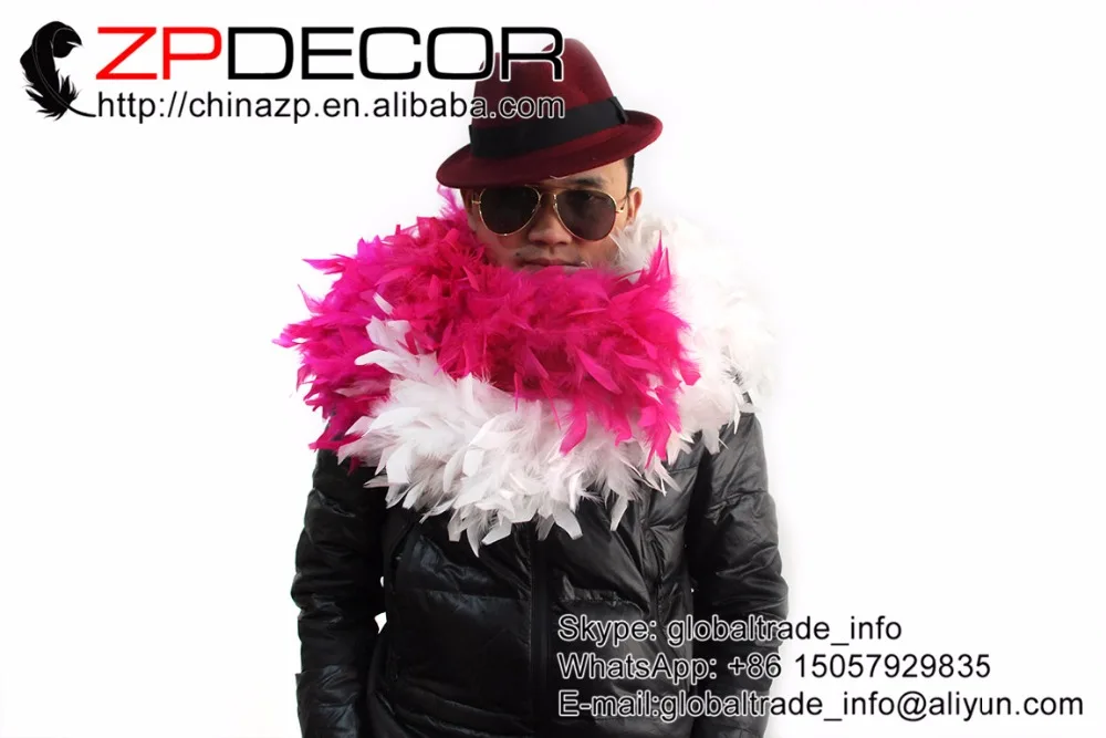 Zpdecor 150 г 10 ярдов/партия галстук-бабочка высокого качества мягкий ярко-розовый и белый отбеленные боа из перьев boas дешевые продажи
