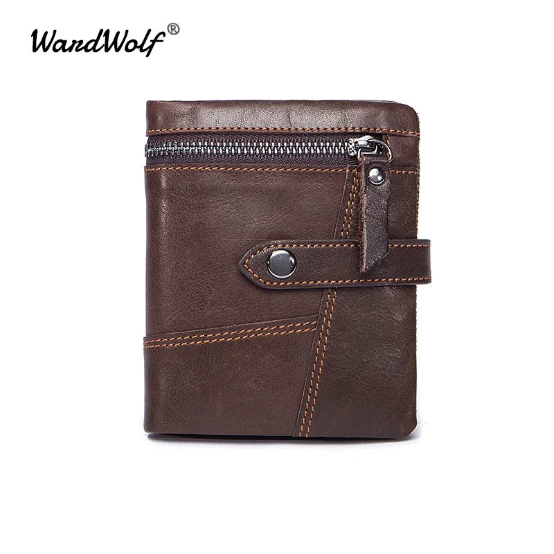 

WardWolf Vintage Hasp Purse for Men Male Genuine Leather Zipper Men Wallets Men Coin Purse Wallets Card Holder Brand