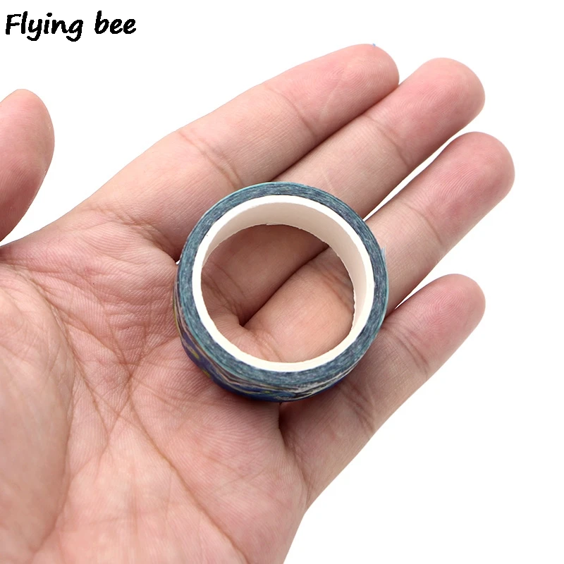 Flyingbee 15 мм X 5 м звездное небо бумага васи клейкая лента Kanagawa волна крутая клейкая лента DIY Скрапбукинг наклейка этикетка маскирующая лента X0268