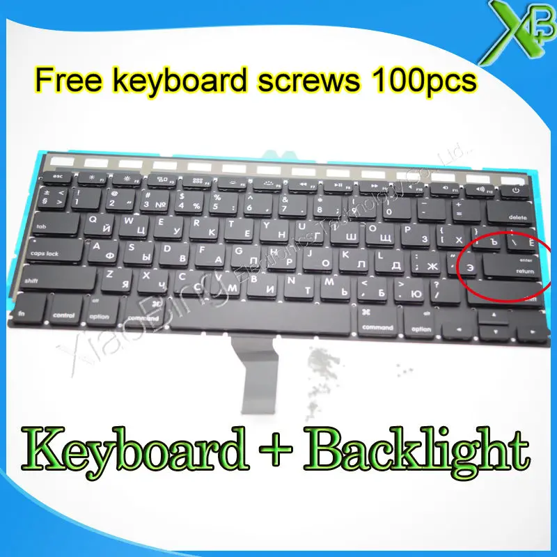Совершенно новая русская клавиатура с подсветкой и винтами для клавиатуры MacBook Air