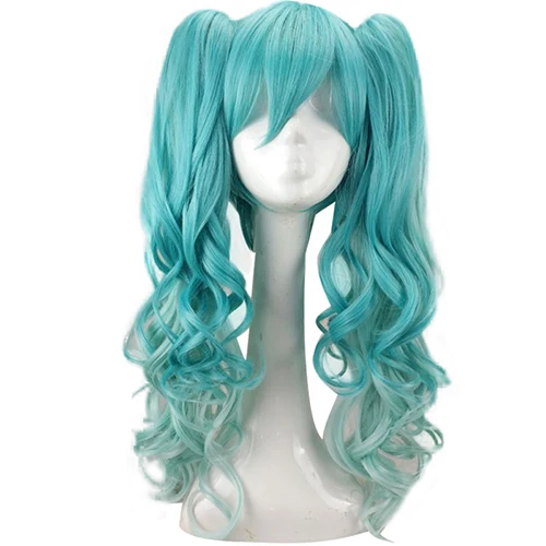 mint green HAIRJOY синтетические волосы мятный зеленый серебряный серый розовый синий косплей парик костюм парики+ 2 длинные вьющиеся Съемный Хвост - Цвет: mint green