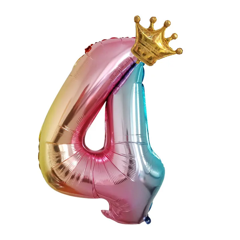 Number 4 crown 32 дюймов шара с цифрой цифры клипсы для воздушных шаров, Радуга шары для свадьбы и дня рождения вечерние аксессуары для взрослых и детей, 0-9 цифровой воздушные Globos - Цвет: Number 4 crown