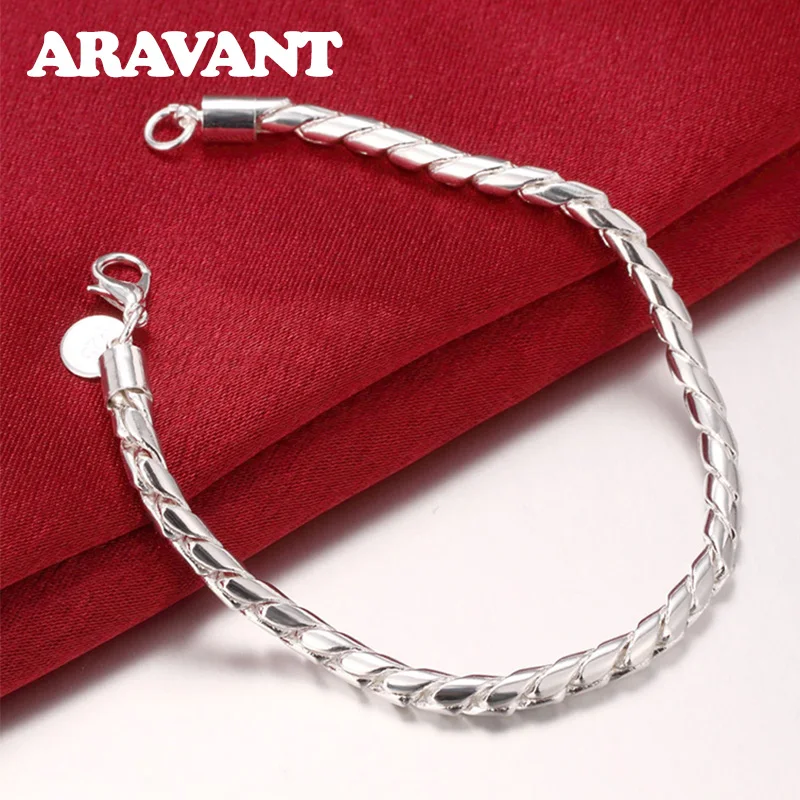 

4MM Twist Chains Silver 925 Bracelets&Bangles For Women Top Quality Wholesale Jewelry