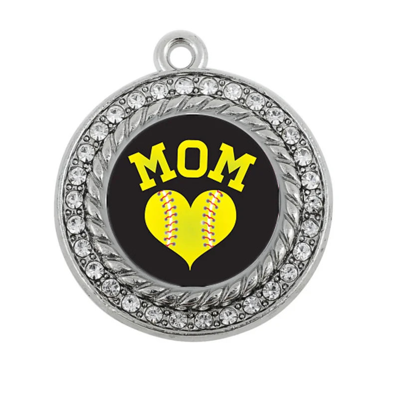 All the mommies Show your style SOFTBALL MOM CIRCLE CHARM antique silver plated jewelry