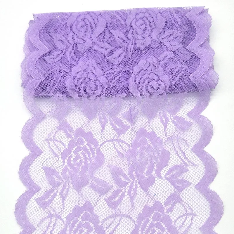 Purple Новинка, 2 ярда, высокое качество, красивое кружево, лента, тесьма 150 мм, кружевная отделка, сделай сам, вышивка для шитья, украшение, африканская кружевная ткань - Цвет: Purple