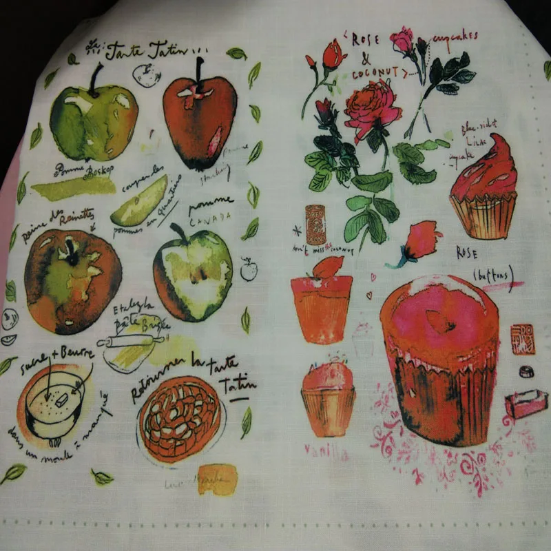 Ткань из хлопка и полиэстера с принтом яблока груши клубники торта для шитья | Дом