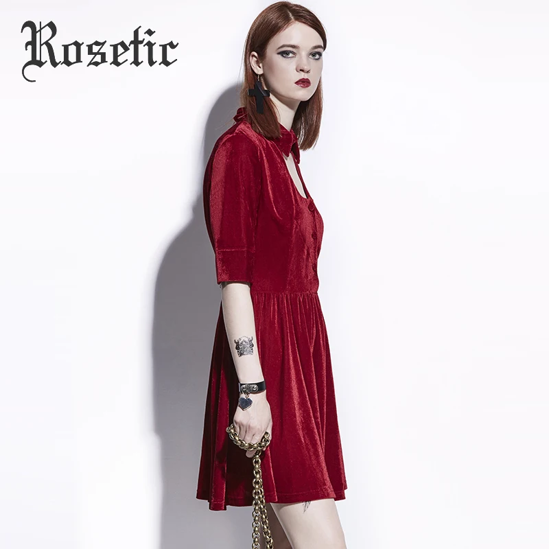 Женское винтажное платье в готическом стиле темно красное ТРАПЕЦИЕВИДНОЕ ПЛАТЬЕ