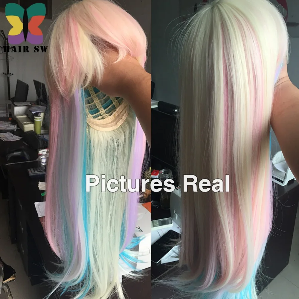 Волосы SW длинные прямые синтетические волосы Фея Принцесса парик красочные