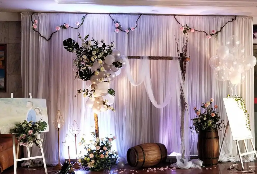 Цвета Тюль лед шелковые сетки кружева два слоя слоновой кости свадьба фон