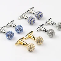 men classical gem brass cufflinks clear imitated crystal golden cuff buttons jewelry gifts cufflink