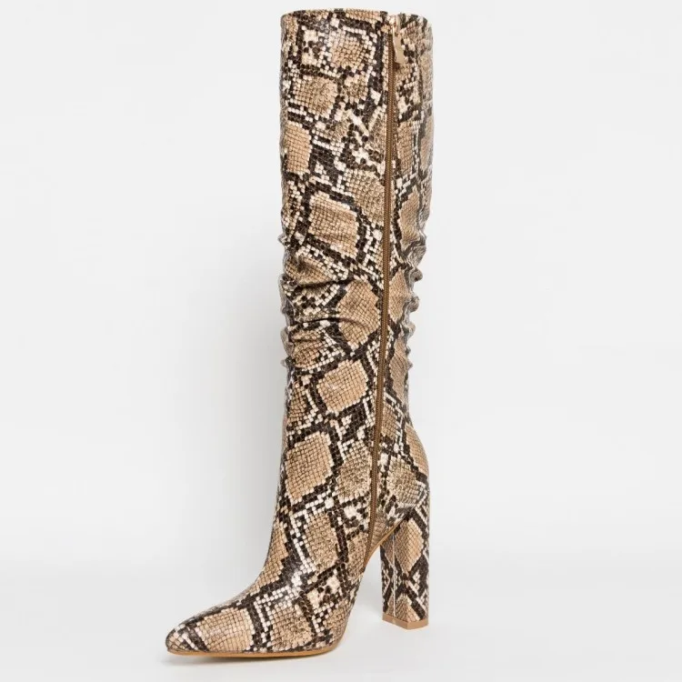 Olomm/Новые модные женские сапоги до середины икры на высоком квадратном каблуке