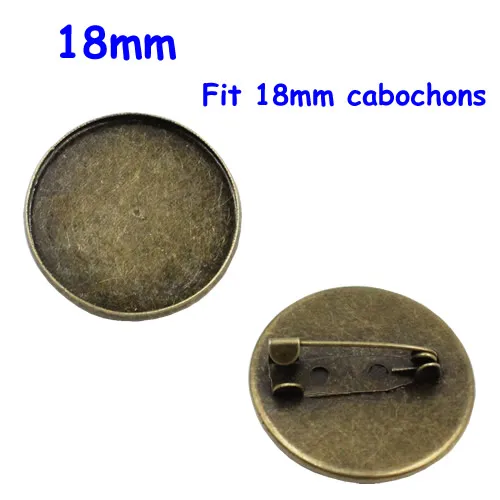 18mm 20 шт./лот, винтажная круглая пустая металлическая оправа, пустая Базовая брошь из кабошона с внутренним диаметром 12 мм, 16 мм, 18 мм, 20 мм, 25 мм, 30 мм, K05060 - Цвет: 18mm