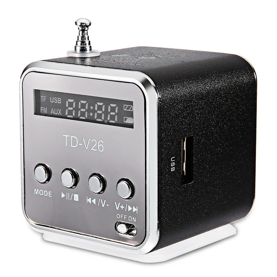 TD V26 Мини Bluetooth Колонка SD USB музыкальный плеер цифровое радио стерео Бас антенна