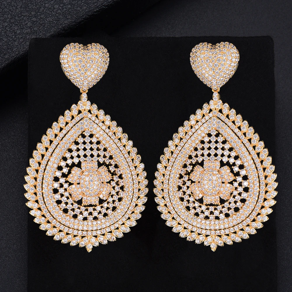 Роскошные серьги капли в форме сердца с каплевидными подвесками для женщин и