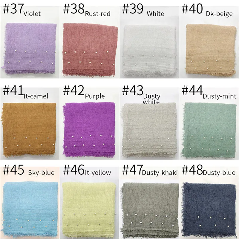 Новинка, 55 цветов, однотонный жемчуг, весна-лето, с принтом хиджаба,, однотонный шарф, шарфы, модный мусульманский головной убор, популярный