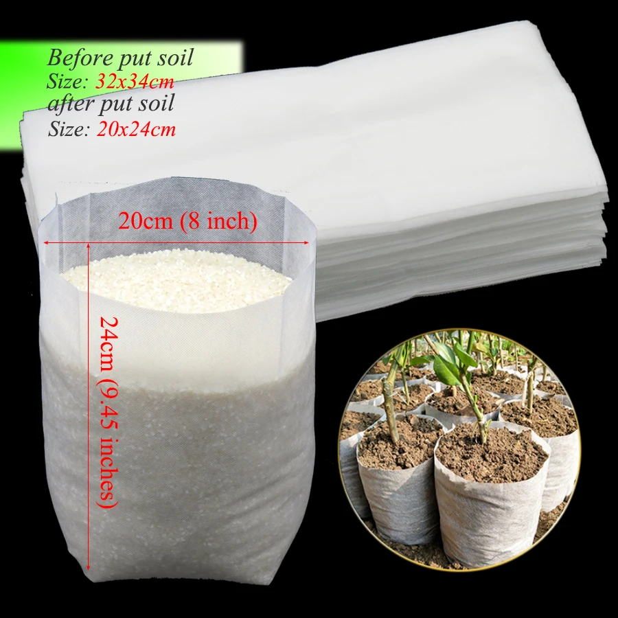 

50PCS 32x34cm Nonwovens Fabrics Nursery Pots Plant Seedling Growing Grow Bags Home Garden Raising Nursery Bags Biodegradable