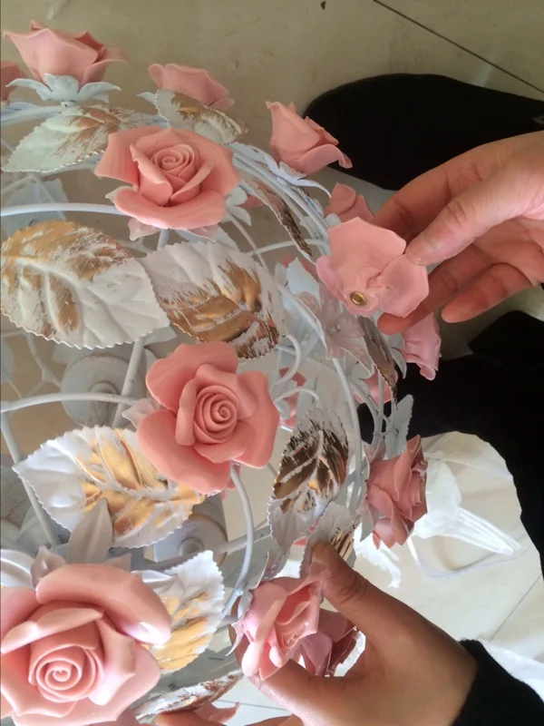 Корейский с садовой розой лампа цветы люстра для спальни ресторана принцесса комната люстра