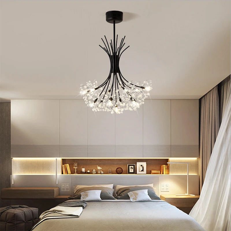 Modern LED chandelier lighting for living room bedroom fixtures dining Black golden pendant lamps crystal hanging lights | Лампы и