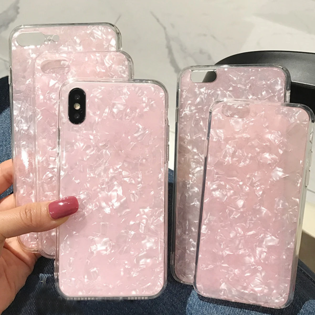 Модный Розовый Белый Мраморный Тонкий чехол для телефона чехол для IPhone X 7 8 Plus XS Max XR 6S 6 Plus 5 5S SE Capa