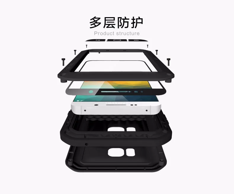 Водонепроницаемый алюминиевый металлический чехол Love Mei Life для SAMSUNG Galaxy S6 S7 Note 3 4 5 A3 A5 A7 A8000 A9 Alpha Cover